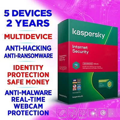 £24.89 • Buy Kaspersky Internet Security 2023 5 Devices 2 Year UK / EU Activation Key Inc VPN