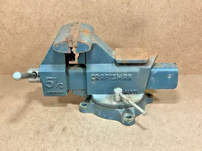 VTG CRAFTSMAN No. 51871 Swivel Bench Vise 5-1/2  Jaws Opens To 6  USA FREE SHIP • $249.99