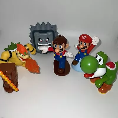 Lot Of 5 Mixed Super Mario Bros Action Figures Toys Mario Bowser Thwomp Yoshi • $9.99