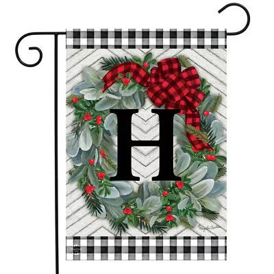 Winter Wreath Monogram Letter H Garden Flag 12.5  X 18  Briarwood Lane • $9.86