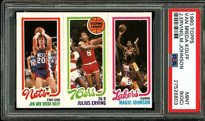 1980 Topps PSA 9 OC Magic Johnson Rookie Card Basketball RC Mint Julius Erving • $329.99