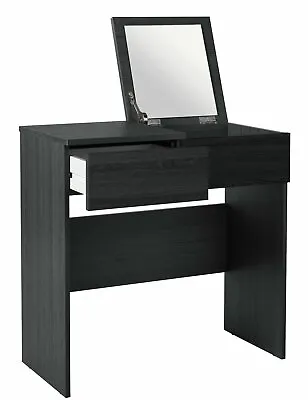 Malibu Black Oak Effect 1 Drawer Mirror Desk Dressing Table Dresser • £54.99
