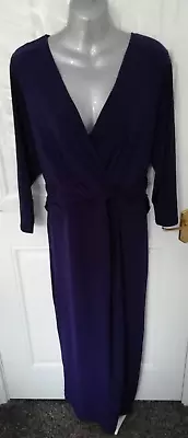 Changes By Together Size 22 Deep Purple Ruched Stretchy Long Occasion Dress NEW • £34.99