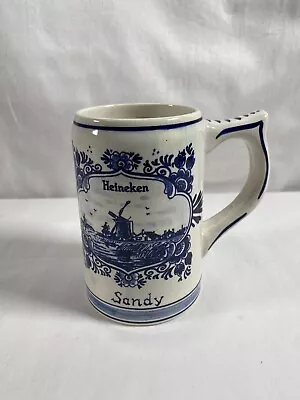 Vintage Heineken Beer Stein Mug Tankards Made In Holland GB DELFT BLUE SANDY • $9.88