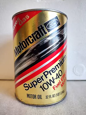 Vintage Ford Motorcraft Oil Can Super Premium Motor Oil Full Quart Composite Can • $21.95