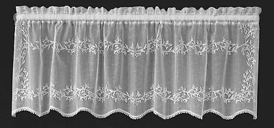 Sheer Divine Heritage Lace Window Valance White 60  X 16  Livingroom Bedroom • $35