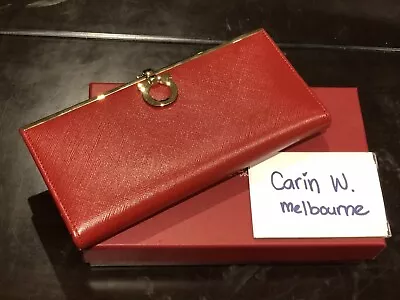 SALVATORE FERRAGAMO Gancini Logo Hardware Bifold Long Wallet • $550