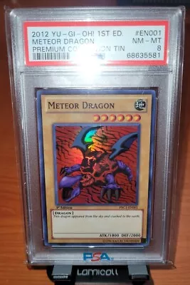 2012 Yu-Gi-Oh! 1st Ed Meteor Dragon Premium Collection #EN001 PSA 8 NM • $26.98