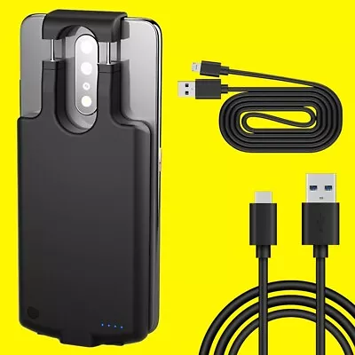 Long Life 6800mAh Back Pack Power Station + 2× Cable For Motorola Moto G7 XT1962 • $58.54