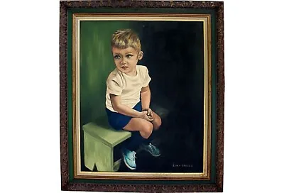 Vintage Portrait Painting - Boy In Blue Shoes • $695