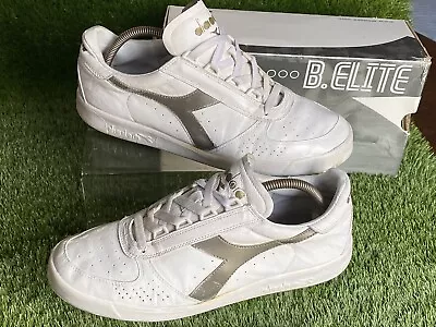 Diadora Borg Elite White With Gold Trim Trainers Uk 9 Elite Spzl 80s Casuals • £69.99