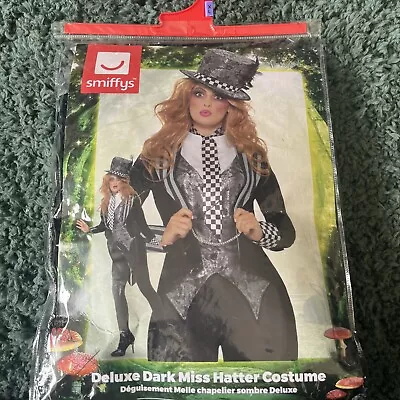 Delux Dark Miss Mad Hatter Costume Ladies Halloween Alice Fancy Dress XL • £21.27