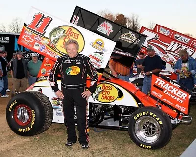 STEVE KINSER #11 BASS PRO SHOPS WoO SPRINT CAR CLOSE UP 8X10 GLOSSY PHOTO #E3 • $2.69