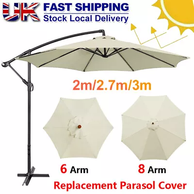 2.5m 2.7m 3m Replacement Fabric Garden Parasol Canopy Cover For 6 8 Arm Umbrella • £8.99