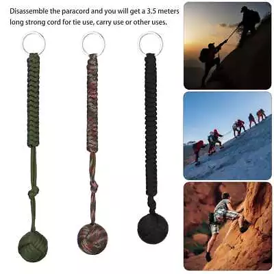 Keychain Monkey Fist Black Strength With Steel Ball Hiking Paracord Outdoor New • $5.99