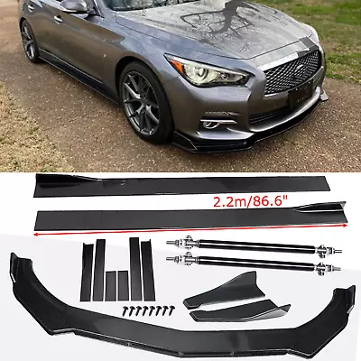 Carbon Fiber Front Bumper Lip Side Skirt Strut Rods For Infiniti G37 G35 Q50 Q60 • $149.99