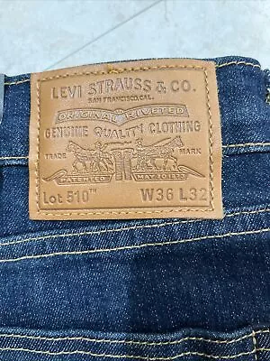 Levi's 510 Premium Denim Modern Big E Leather Patch Skinny Fit Jeans W36 L32 • $55