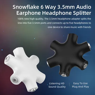3.5mm Aux Jack Multi Headphone Headset Earphone Audio Splitter Adapter 5-Way UK • £5.02