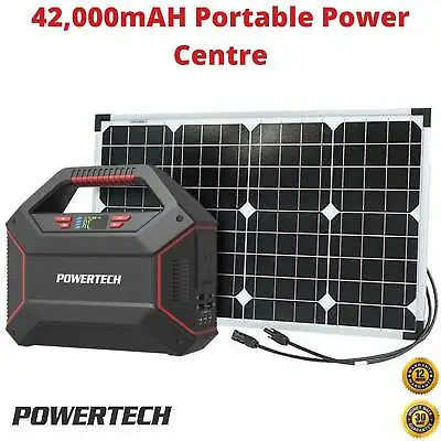 Camping Power Station Portable Powertech Battery 40W Solar Panel Kit Inverter • $213.69