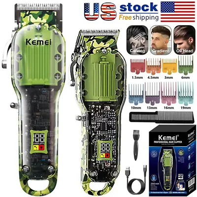 Kemei Professional Hair Clippers Trimmer Kit Men Cutting Machine Barber Salon US • $20.99