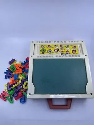 Vintage Fisher Price 1972 School Days Desk With  Letters Magnetic ( Rough) • $18.27