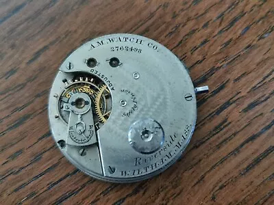 1885 Waltham Grade Riverside Pocket Watch Movement For Restoration / Parts • £39.99