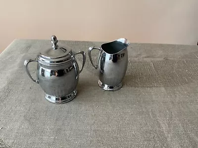 Vintage Krome Kraft Farber Bros Metal Creamer And Sugar Bowl • $20