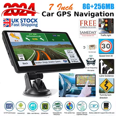 7  8GB Sat Nav Car Truck GPS Navigation Touch Screen Free Lifetime UK EU Maps • £38.65