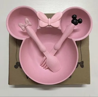 Minnie Mouse Dinner Plate Set Eco Friendly Unbreakable Dishwasher Safe Pink • £6.49