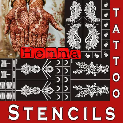 Henna Tattoo Template Glitter Mehndi Stencils Hand Lace Temporary Body Art • £3.98