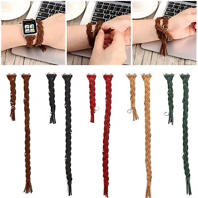$19.26 • Buy 40/44/41/45mm Double Tour Leather Band Women Strap For Apple Watch 8 7 6 5 4 SE