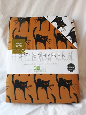 £15.95 • Buy NEW Halloween Copenhagen Orange Single Duvet Set - Black Cat TKMaxx Homesense E