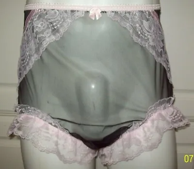 SEAMLESS Black Pink SHEER NYLON SISSY PANTY BRIEF Waistband Stretches 32-44  ** • $34.99