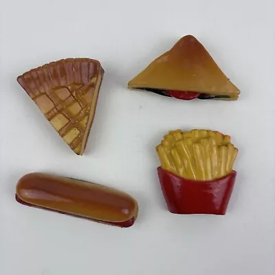 Vintage Lot Of 4 PLASTIC FAST FOOD STYLE MAGNETS  Hot Dog Pizza Sandwich Fries • $8.99