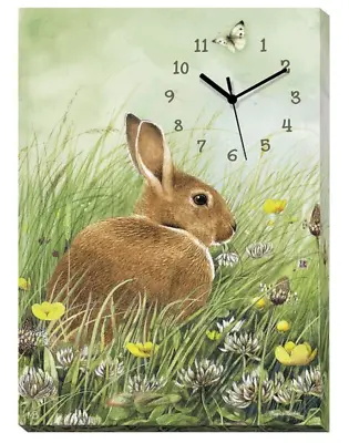 $38.95 • Buy Grabbing A Bite-Bunny Canvas Clock By Marjolein Bastin