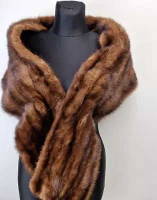 Real MINK SABLE Stole Wrap Shawl Fur Cape Bolero Scarf Brown 154x30 Cm 60 X12  • $136.96