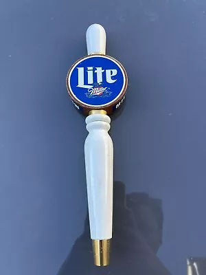 Miller Lite Beer Tap Handle Blue Wood & Porcelain Miller Time 90s Vintage Bar • $33.99