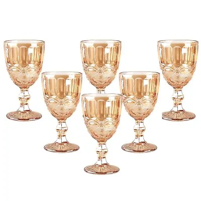 Vintage Wine Glasses Set Of 6 10 Ounces Colored Glass Water Goblets Unique ... • $58