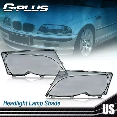 Pair Fit For 02-05 BMW E46 3-Series 4-Door L&R Headlight Lense Smoke Lens Cover • $28.12