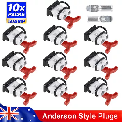 $28.03 • Buy 10PCS Anderson Style Plug Connectors With T Handle & Dust Cap Cover 50AMP 12-24V
