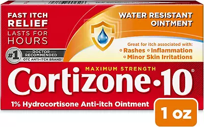 Cortizone 10 Maximum Strength Water Resistant Anti-Itch Ointment 1% Hydrocortis • $10.49