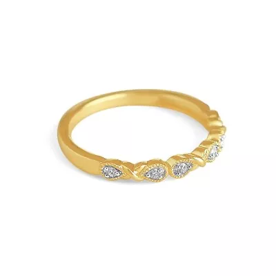 10K Yellow Gold 1/20 Ct X-Linked Lab Grown Diamond Wedding Band Ring Size 7 • $377.68