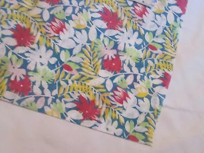 Vintage Fabric Floral Linen/Linen Blend 6 Yards 44” 1980's Pink Blue White • $35.99