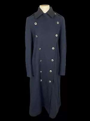 Marc Jacobs Double Breasted Coat Medium Military Wool Mix Navy Full Length • £65