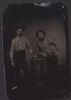 Antique Civil War Era Tintype 2 Boys Smoking Cigars • $89.99