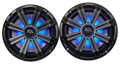 Pair KICKER 45KM84L 8  600 Watt Marine Boat Waterproof Speakers W/ LED's KM8 • $203.96