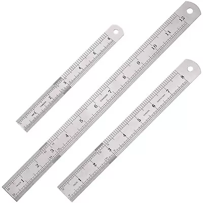 Ruler Set 6 8 12 Inch Metal Ruler With Inch Metric 3 Pcs Stainless Steel NEW • $7.76