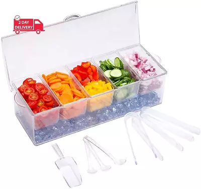 Condiment Server Tray Ice Party Serving Bar Chilled Caddy Bar Garnish Holder • $46.86