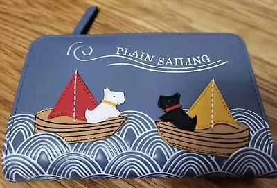 £27 • Buy Radley Plain Sailing Medium Bifold Purse Wallet Dusky Blue Leather 