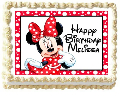 MINNIE MOUSE Red Edible Cake Topper Party Image  • $6.50